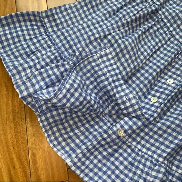 NEW POLO Ralph Lauren Blue Gingham Linen Skirt Tiered - Picture 10 of 13